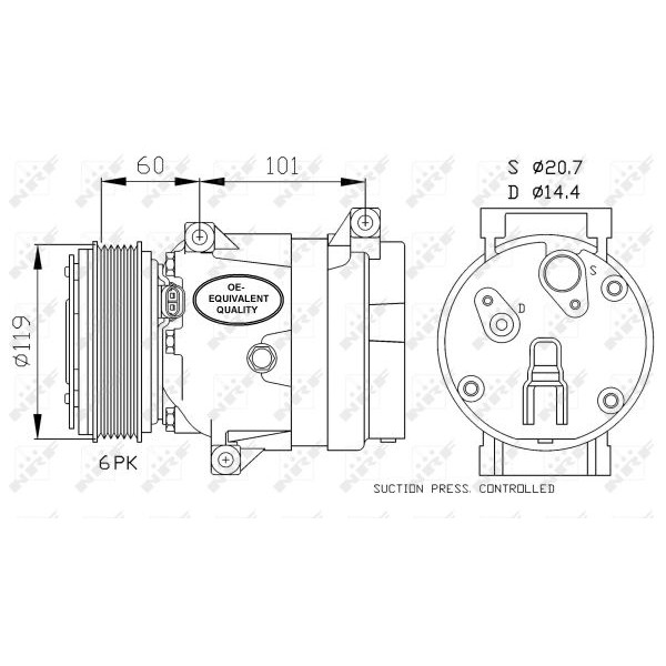 Слика на Компресор за клима NRF 32102 за Nissan Primastar Van (X83) dCi 100 - 101 коњи дизел