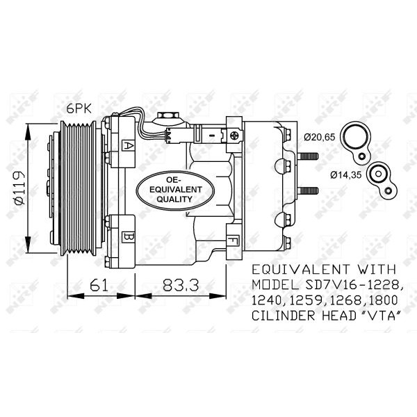 Слика на Компресор за клима NRF 32198 за Citroen C5 DE Break 2.2 HDi  (DE4HXB, DE4HXE) - 133 коњи дизел