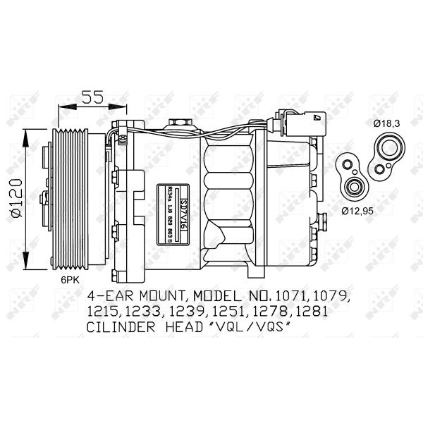 Слика на Компресор за клима NRF 32206G за Seat Ibiza 2 (6K) 1.9 D - 68 коњи дизел