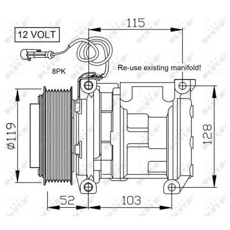 Слика на Компресор за клима NRF 32660 за Daewoo Prince (j19) 2.2 - 500 коњи 