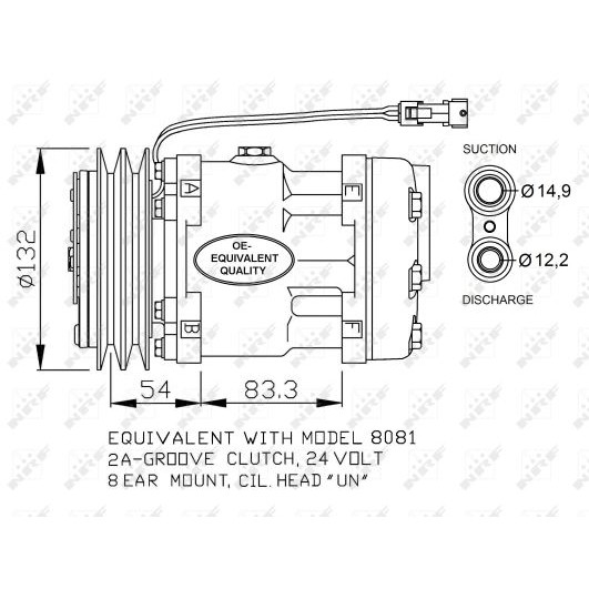 Слика на Компресор за клима NRF 32732 за камион Renault Midlum 210.16/C, 220.16/C, 22.16/D - 209 коњи дизел