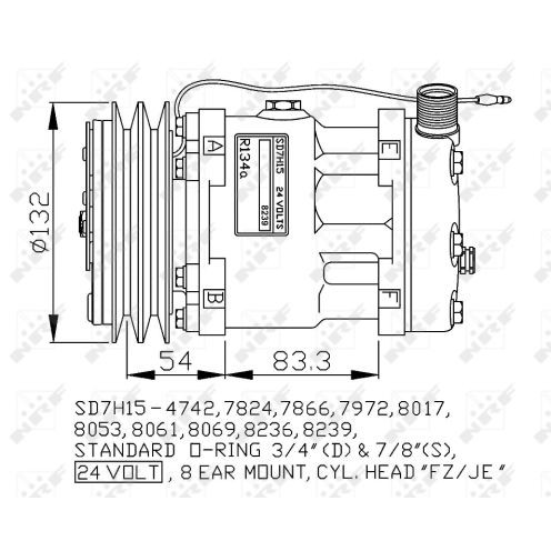 Слика на Компресор за клима NRF 32769G за камион Volvo F 12/360 - 356 коњи дизел