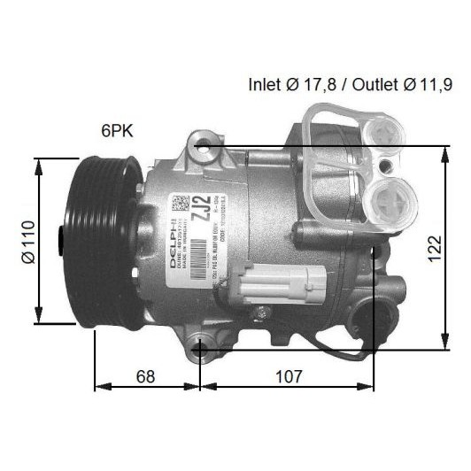 Слика на Компресор за клима NRF 32781G за Opel Astra J 1.7 CDTI - 131 коњи дизел