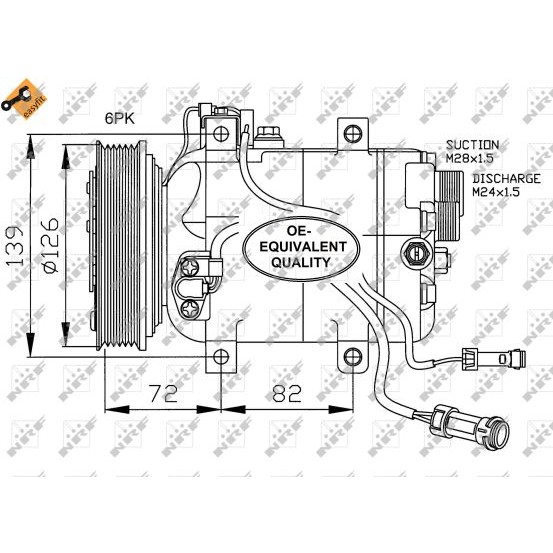 Слика на Компресор за клима NRF EASY FIT 32027 за Audi A6 Sedan (4A, C4) 2.6 - 139 коњи бензин