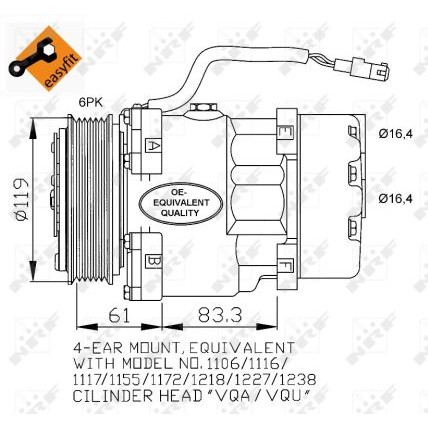 Слика на Компресор за клима NRF EASY FIT 32040 за Citroen BX Break XB 14 - 72 коњи бензин