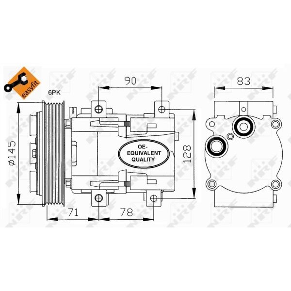 Слика на Компресор за клима NRF EASY FIT 32076 за Ford Mondeo 1 Estate (BNP) 1.6 i 16V - 88 коњи бензин