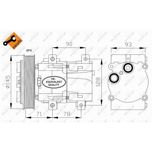 Слика на Компресор за клима NRF EASY FIT 32084 за Ford Transit BUS (E) 1991 2.0 i (EBL, EDL, EGL, ESS, EUS) - 98 коњи бензин