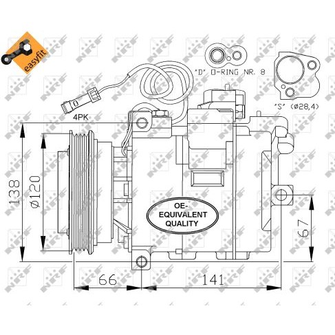 Слика на Компресор за клима NRF EASY FIT 32104 за камион Isuzu N Series NMR 85L, NPR 85L - 150 коњи дизел