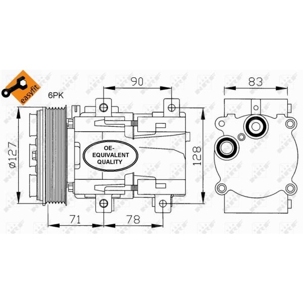 Слика на Компресор за клима NRF EASY FIT 32107 за Ford Escort 5 Break (gal,avl) 1.8 D - 60 коњи дизел