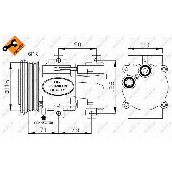 Слика на Компресор за клима NRF EASY FIT 32110 за Ford Granada MK 3 (gae,gge) 2.0 i - 116 коњи бензин