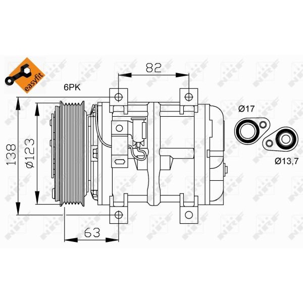 Слика на Компресор за клима NRF EASY FIT 32112 за Volvo S70 Saloon (P80) 2.3 T5 AWD - 250 коњи бензин