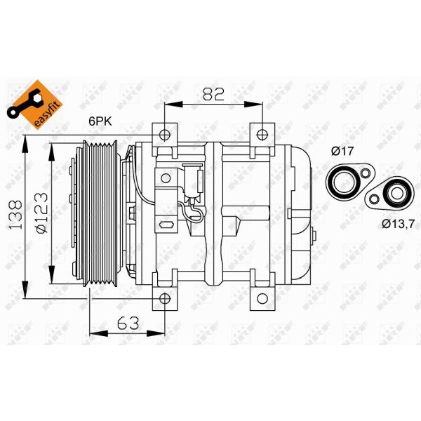 Слика на Компресор за клима NRF EASY FIT 32112G за Volvo S70 Saloon (P80) 2.0 Turbo - 226 коњи бензин