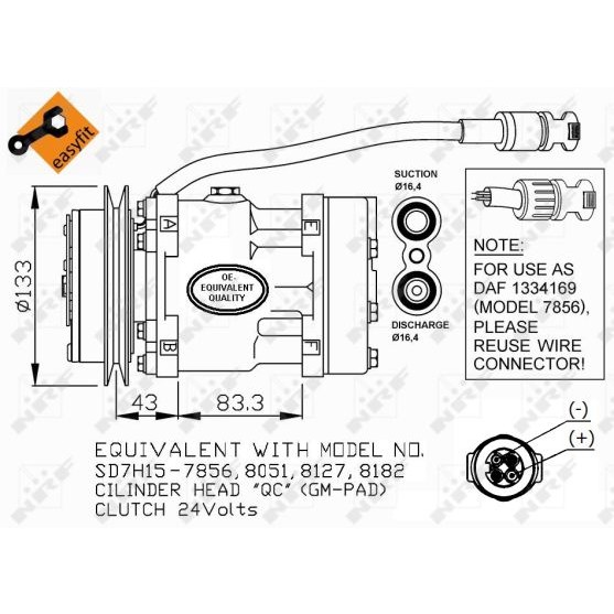 Слика на Компресор за клима NRF EASY FIT 32114 за камион DAF 75 CF FT 75 CF 320 - 320 коњи дизел