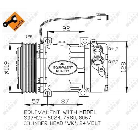 Слика на Компресор за клима NRF EASY FIT 32120 за камион Scania 4 Series 114 C/340 - 340 коњи дизел