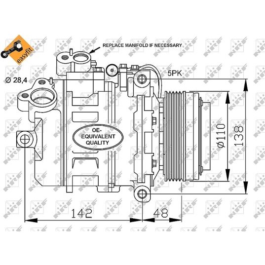 Слика на Компресор за клима NRF EASY FIT 32123 за BMW 3 Touring E46 320 i - 170 коњи бензин