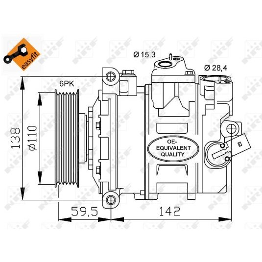 Слика на Компресор за клима NRF EASY FIT 32146 за Audi A3 Cabrio (8V7) 1.4 TFSI - 140 коњи бензин