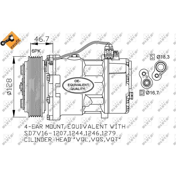 Слика на Компресор за клима NRF EASY FIT 32168 за VW LT 28-46 2 Box (2DX0AE) 2.8 TDI - 158 коњи дизел