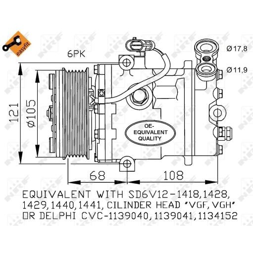 Слика на Компресор за клима NRF EASY FIT 32172 за Opel Astra G Box 2.0 DI - 82 коњи дизел