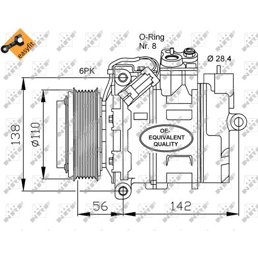 Слика на Компресор за клима NRF EASY FIT 32178 за Opel Astra G Hatchback 2.2 DTI - 125 коњи дизел