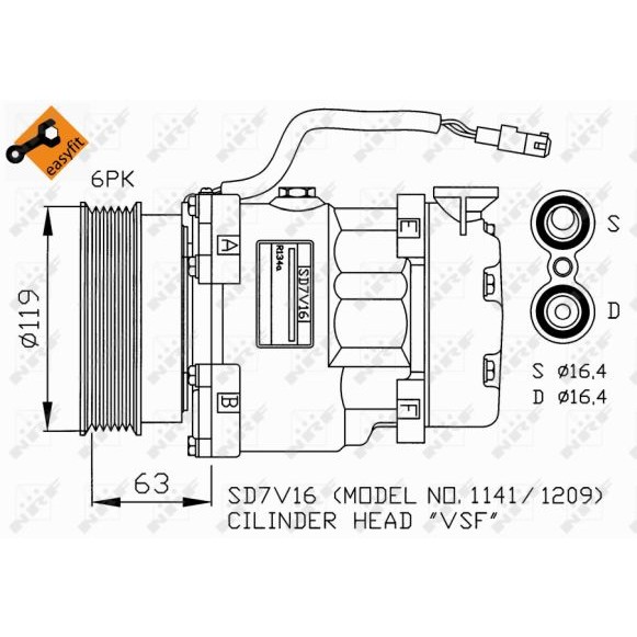 Слика на Компресор за клима NRF EASY FIT 32186G