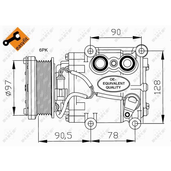 Слика на Компресор за клима NRF EASY FIT 32199 за Ford Fiesta MK 4 (ja,jb) 1.3 i - 50 коњи бензин