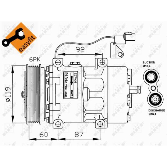 Слика на Компресор за клима NRF EASY FIT 32210G