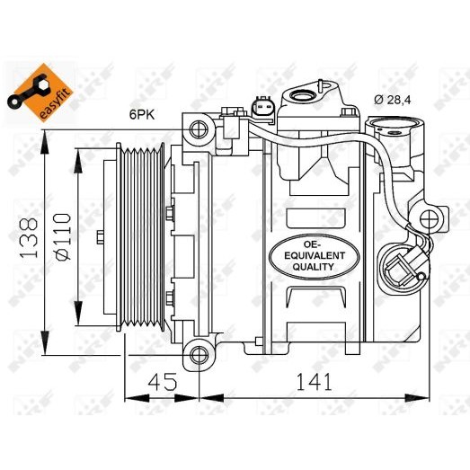 Слика на Компресор за клима NRF EASY FIT 32214 за Mercedes C-class Estate (s203) C 270 CDI (203.216) - 163 коњи дизел