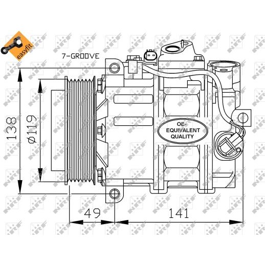 Слика на Компресор за клима NRF EASY FIT 32215 за Mercedes C-class Estate (s204) C 200 Kompressor (204.241) - 184 коњи бензин