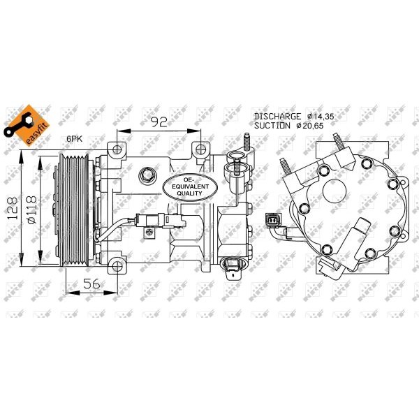 Слика на Компресор за клима NRF EASY FIT 32240 за Citroen Berlingo 1.6 HDi 115 - 114 коњи дизел