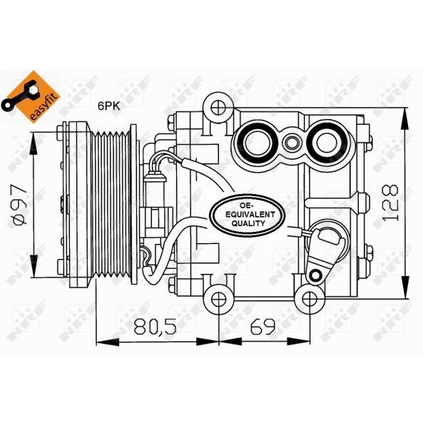 Слика на Компресор за клима NRF EASY FIT 32401 за Ford Mondeo 2 (BAP) 2.0 i - 131 коњи бензин