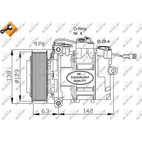 Слика на Компресор за клима NRF EASY FIT 32413 за камион Isuzu N Series NMR 85L, NPR 85L - 150 коњи дизел