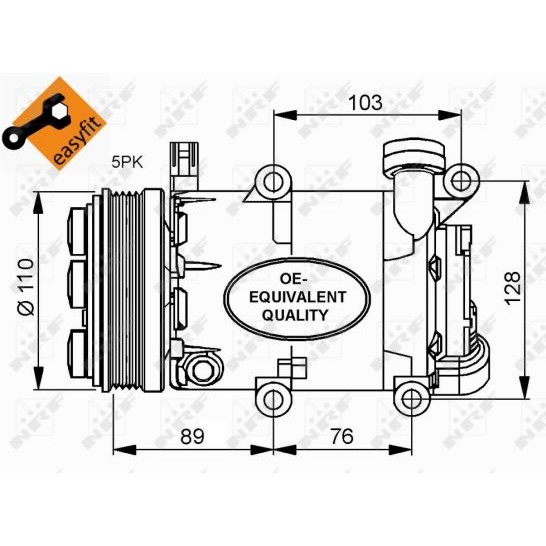 Слика на Компресор за клима NRF EASY FIT 32415 за Ford Focus 3 Turnier 1.6 LPG - 120 коњи Бензин/Автогаз (LPG)