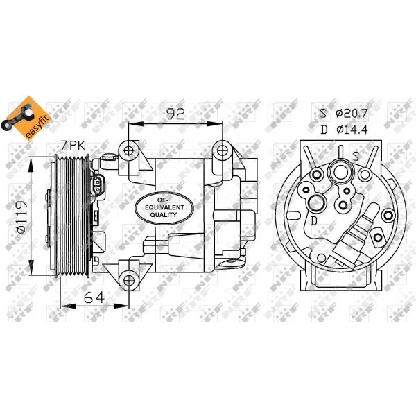 Слика на Компресор за клима NRF EASY FIT 32424 за Renault Megane 2 Grandtour 2.0 - 135 коњи бензин