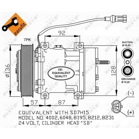 Слика на Компресор за клима NRF EASY FIT 32477 за камион DAF CF 85 FAD 85.410 - 408 коњи дизел