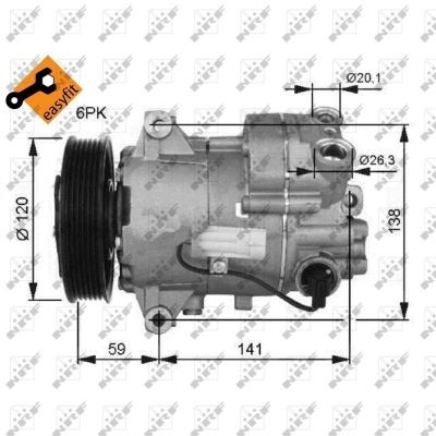 Слика на Компресор за клима NRF EASY FIT 32487G за CHEVROLET CRUZE Sedan J300 1.6 - 117 коњи бензин