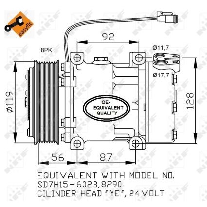 Слика на Компресор за клима NRF EASY FIT 32703 за камион Scania 3 Series 143 M/500 - 241 коњи бензин