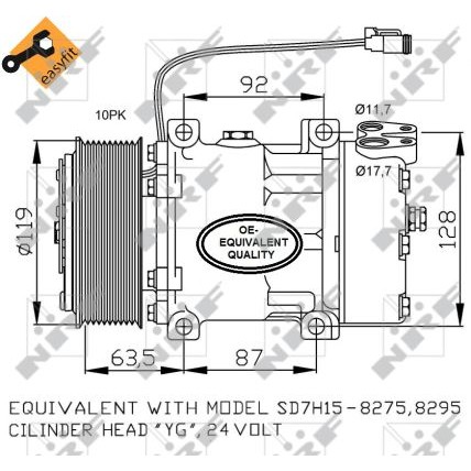 Слика на Компресор за клима NRF EASY FIT 32705 за камион Scania 3 Series 143 M/450 - 239 коњи бензин