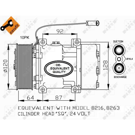 Слика на Компресор за клима NRF EASY FIT 32709 за камион Renault Premium 2 Lander 340.26 - 340 коњи дизел