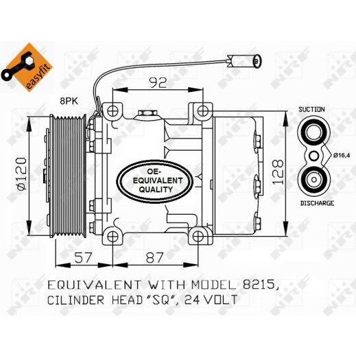 Слика на Компресор за клима NRF EASY FIT 32752 за камион Volvo Fe 2 FE 240-18 - 240 коњи дизел