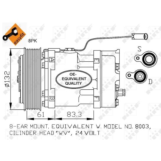 Слика на Компресор за клима NRF EASY FIT 32753 за камион Volvo FH 16/520 - 520 коњи дизел