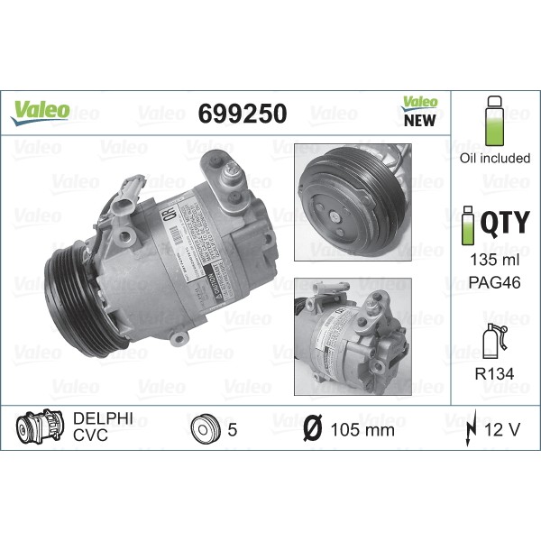 Слика на Компресор за клима VALEO NEW ORIGINAL PART 699250