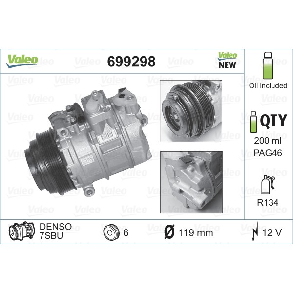 Слика на Компресор за клима VALEO NEW ORIGINAL PART 699298