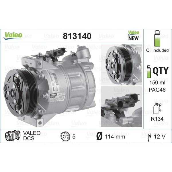 Слика на Компресор за клима VALEO NEW ORIGINAL PART 813140 за Volvo V70 Estate 2.0 GDI - 214 коњи бензин