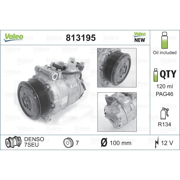 Слика на Компресор за клима VALEO NEW ORIGINAL PART 813195 за Mercedes C-class Saloon (w203) C 270 CDI (203.016) - 170 коњи дизел