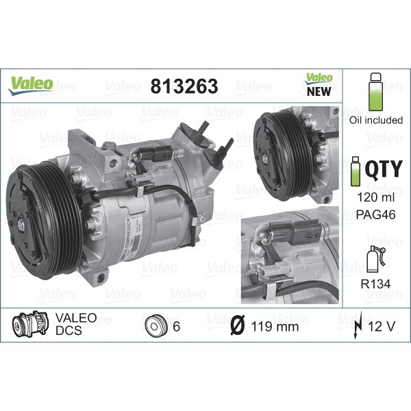 Слика на Компресор за клима VALEO NEW ORIGINAL PART 813263