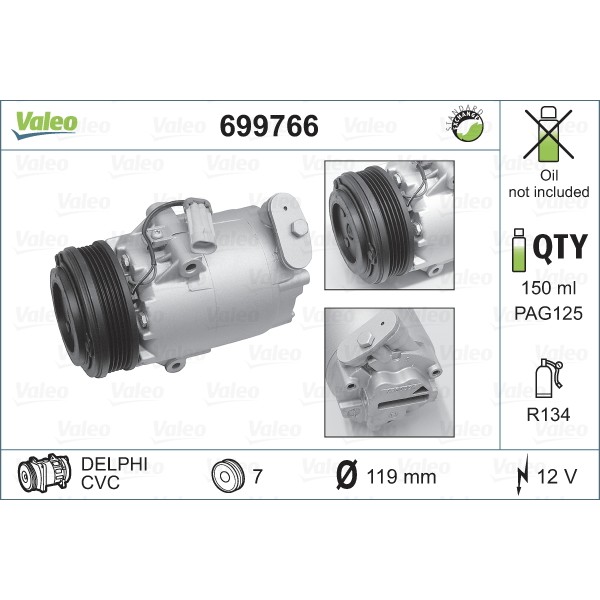 Слика на Компресор за клима VALEO REMANUFACTURED 699766 за Renault Megane 2 Grandtour 2.0 - 135 коњи бензин