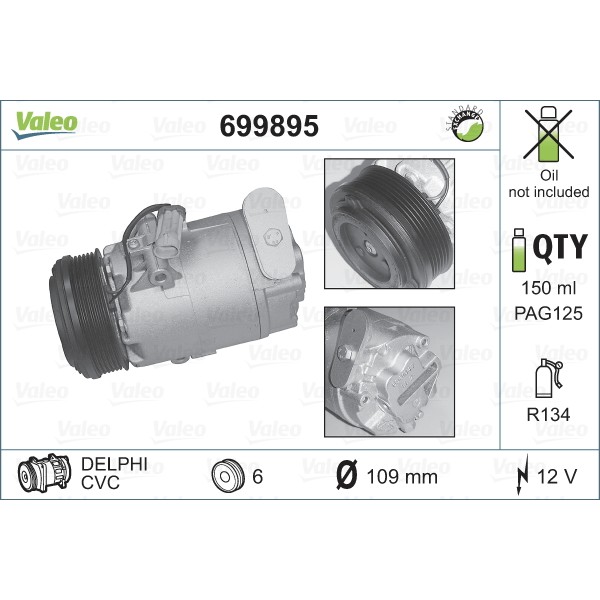 Слика на Компресор за клима VALEO REMANUFACTURED 699895 за камион Isuzu N Series NMR 85L, NPR 85L - 150 коњи дизел