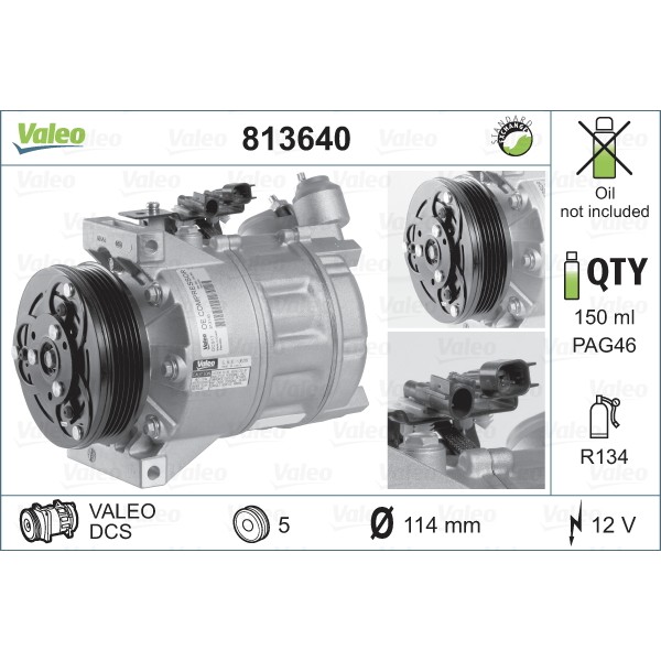 Слика на Компресор за клима VALEO REMANUFACTURED 813640 за Volvo V70 Estate D3 / D4 - 163 коњи дизел