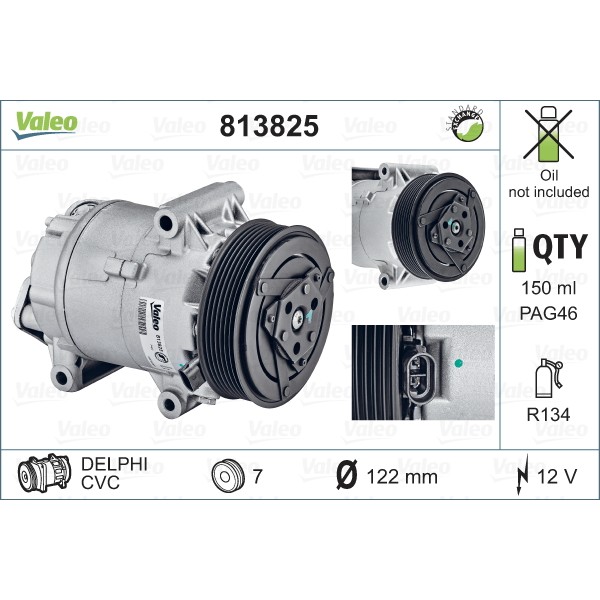 Слика на Компресор за клима VALEO REMANUFACTURED 813825 за Renault Megane 2 Saloon 1.9 dCi (LM14, LM1D) - 110 коњи дизел