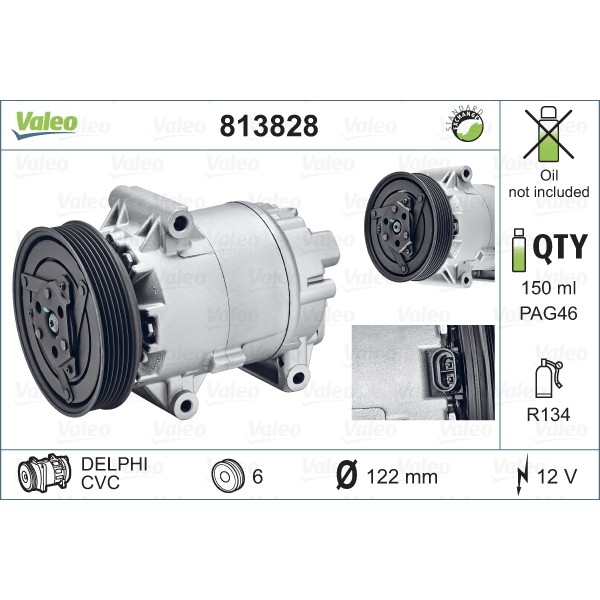 Слика на Компресор за клима VALEO REMANUFACTURED 813828 за Renault Megane 2 Saloon 1.5 dCi - 82 коњи дизел